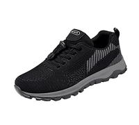 Zapatillas para hombre, antideslizantes, ligeras, elásticas, transpirables, informales, para caminar, gimnasio, viajes, trabajo, entrenamiento, 1, Black, 41 1/3 EU
