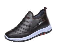 Zapatillas para hombre negras, zapatos de invierno forradas, zapatillas de correr para hombre, zapatos de nieve, antideslizantes, para exteriores, cálidas, con suela plana, color liso, marrón, 39 EU