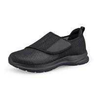 Zapatillas para hombre para diabéticos para mujer, transpirables, ajustables, cómodas, antideslizantes, para personas mayores, hinchazón de los pies, zapatos bajos, Negro , 43