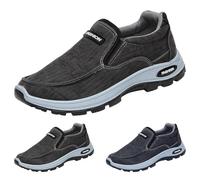 Zapatillas para hombre sin cordones, mocasines ligeros, zapatillas de deporte antideslizantes con suela plana, antideslizantes, zapatos de tela monocolor, cómodos, informales, de fitness, gris, 40 EU