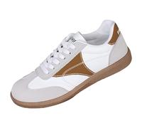 Zapatillas para mujer, con cordones, antideslizantes, transpirables, ligeras, informales, para caminar, gimnasio, correr, zapatillas ortopédicas gruesas para conducir al aire libre, Khaki, 38.5 EU