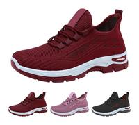 Zapatillas para mujer - Ligeras - Ortopédicas - Zapatillas de correr - Zapatillas deportivas - Slip On - Transpirables - Zapatillas de ocio - Tenis - Fitness - Jogging - Zapatillas de caminar, rojo