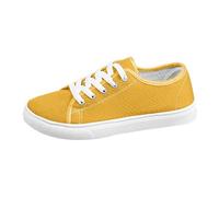 Zapatillas para mujer, zapatos casuales, modernos, unisex, con cordones, de lona, cómodos, planos, transpirables, para el día a día para hombre y mujer, amarillo, 42 EU