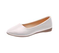 Zapatillas para Mujer Zapatos de Mujer de Punta Estrecha y Profunda, Tacones cuña lanos, Zapatos Cuero sin Cordones, Casuales para Uso Exterior Zapatillas Verano Comodas (White #1, 42)