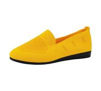 Zapatillas para Mujer Zapatos de Mujer de Punta Estrecha y Profunda, Tacones cuña lanos, Zapatos Cuero sin Cordones, Casuales para Uso Exterior Zapatillas Verano Comodas (Yellow #2, 36)