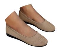 Zapatillas para Mujer Zapatos de Mujer de Punta Estrecha y Profunda, Tacones cuña lanos, Zapatos Cuero sin Cordones, Casuales para Uso Exterior Zapatillas Verano Comodas (Khaki #6, 36)