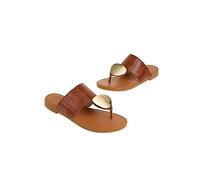 Zapatillas para Mujeres Sandalias de Verano de Cuero Zapatos Retro Delgados Toboganes Abiertos Tobas de Playa con Sandalias de Mujer más Calzado Femenino, 5.5 Reino Unido