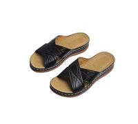 Zapatillas para Mujeres SUMENT SANTRAS Sandales ortopédicas Sandalias de los pies Abiertos Vintage Anti-Slip Leather Casual Platform Retro Fematort.5 Reino Unido