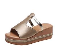 Zapatillas para Mujeres Summer Slippers Slippers Sandalias de Plataforma Suave Suave y cómodo Puro de Cuero Grueso súbditos Zapatos Femeninos cazas, 2.5 UK