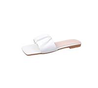 Zapatillas para Mujeres Zapatillas para Mujeres Zapatillas de tacón Cuadrados Femeninos Sandalias de Sandalias diseñadoras de Plano Suave Sandalias de Verano para mujereswhite, 10.5 UK