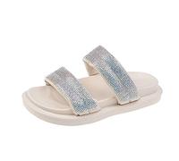 Zapatillas para Mujeres Zapatos de Mujeres de Verano Zapatos Planos de Diamantes de imitación de crímenes Negros/Blancos Sandalias Suaves Suaves Blancos, 6.5 UK