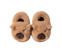 Zapatillas para niños y niñas de felpa cálidas y cómodas de invierno, zapatillas suaves con diseño Capybara Kawaii, pantuflas infantiles antideslizantes, pantuflas de ocio para interior, marrón, 41 EU
