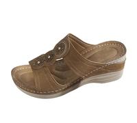 Zapatillas Piscina Mujer Comodas Suaves De Casa Pantuflas De Mujer Verano Estilo Retro, Informales, Con Flores Y CuñA Una Sola LíNea Para Playa. Zapatillas Playa Verano Suaves (Brown, 40)