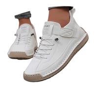 Zapatillas planas de ajuste ancho para mujer, retro, de piel sintética, para fascitis plantar, zapatos para caminar, manos libres, cómodos, antideslizantes, con detalles de puntadas, calzado ligero