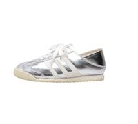 Zapatillas Planas de Mujer para Caminar, de Cuero y PU, Retro, Plateadas, de Dos Piezas, para Viajar, Hacer Footing, Fitness y Senderismo. Plateado 39