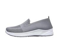 Zapatillas planas para mujer, zapatos de caminar para mujer, zapatos de salud, ultraligeros, ortopédicos, sin cordones, suela suave, para correr, tiempo libre, gris, 39 EU