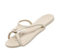 Zapatillas plegables para mujer, hombre, casa, sandalias portátiles antideslizantes para verano, playa, cuarto de baño, viajes, beige, Small