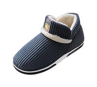 Zapatillas sencillas de un solo color para hombre, antideslizantes, zapatillas planas con forro polar, cálidas, pantuflas de fieltro de invierno, suelas suaves, cómodas y mullidas, marine, 40/41 EU