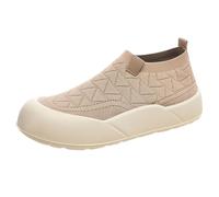 Zapatillas Sin Cordones Mujer Zapatillas Slip OnDe Plataforma Tejido De Punto Geométrico Gruesa Texturizada Ligera Flexible Cómoda para Caminar Y Actividades Diarias,Café, Size 40