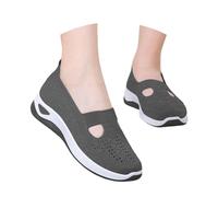 Zapatillas sin cordones para mujer - ortopédicas baratas zapatillas sin cordones, zapatos para caminar con plataforma ortopédica, ligeras, cómodas, amortiguación y alivio de los pies, gris oscuro, 36