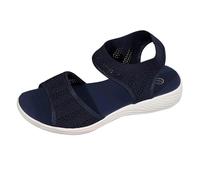 Zapatillas sin cordones para mujer, talla grande, con diseño de mosca, boca de pez, hebilla de una palabra, sandalias planas para hombre, Blue, 37 EU