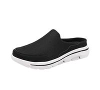 Zapatillas Sin Talón para Hombre, Ponibles con Amortiguación De Aire Y Caja De Punta Muy Ancha Modelos Apto para Diabéticos con Soporte Ortopédico Tipo Mula(Black, 38)
