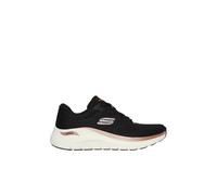 Skechers Zapatillas mujer Arch Fit 2.0 Glow The Distance, malla negra y ribete oro rosa, 35 EU