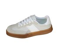 Zapatillas Tenis Y Skateboard Clásico Con Cordones Suela de Goma Antideslizante Plano De Cuero Zapatillas De Moda Ocio Zapatos De Monopatín Zapatos Casuales, beige, 38