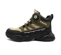 Zapatillas Trekking Hombre Verano Botines de Hombre para Trabajo y Uso Informal, de Punto, de caña Alta y Suela Gruesa, cómodos y duraderos, Antideslizantes. (Dark Green, 42)