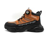 Zapatillas Trekking Hombre Verano Botines de Hombre para Trabajo y Uso Informal, de Punto, de caña Alta y Suela Gruesa, cómodos y duraderos, Antideslizantes. (Khaki, 44)