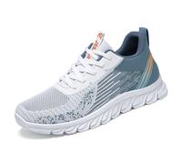 Zapatillas Trekking Hombre Verano Zapatillas de Deporte cómodas de Moda de Verano para Hombre, Zapatillas Informales con Cordones y Parte Inferior Gruesa de Malla (Light Blue, 39)