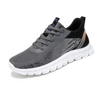 Zapatillas Trekking Hombre Verano Zapatillas de Deporte cómodas de Moda de Verano para Hombre, Zapatillas Informales con Cordones y Parte Inferior Gruesa de Malla (Black, 45)