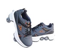 Zapatillas Unisex 2 en 1 con Deformación y Desprendimiento | Patines Retráctiles de 4 Ruedas y Doble Fila para Niños, Adultos, Hombres y Mujeres | Zapatillas Deportivas(Black,41)