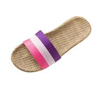 Zapatillas unisex de interior y exterior, pantuflas de verano para mujer y hombre, antideslizantes, suaves, para el hogar, lino, tejido de punto, chanclas de baño, chanclas de playa, Rosa1, 37-38