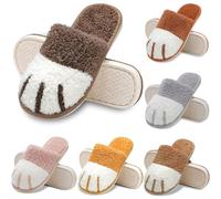 Zapatillas unisex de invierno para mujer y hombre, cómodas, de felpa, de algodón, para casa, antideslizantes, lindas, de dibujos animados, zapatos planos de algodón para niñas, para interior y