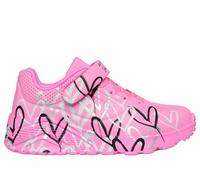 Skechers niña x JGoldcrown: UNO Lite - Love Levitate en Rosa Caliente, talla 35