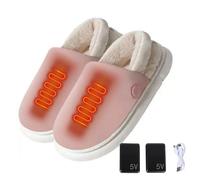 Zapatillas usb calefactables, Zapatillas calefactables hombre mujer calentadores de pies con calefacción con 3 Niveles Temperatura Calentar Pies zapatillas espuma viscoelástica(Size:36-37,Color:Pink)