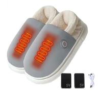 Zapatillas usb calefactables, Zapatillas calefactables hombre mujer calentadores de pies con calefacción con 3 Niveles Temperatura Calentar Pies zapatillas espuma viscoelástica(Size:36-37,Color:Grey)
