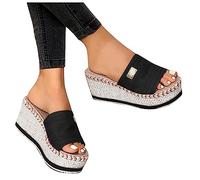 Zapatillas Verano Casa Mujer Plataforma Playa De Las Mujeres Causales Fracasan Flip Fashion Shoes Summer Women's Slipper Chanclas De Piscina Playa Verano Comodas (Black, 42)