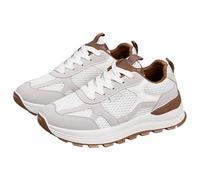 Zapatillas y zapatillas deportivas para mujer, ligeras, transpirables, para correr, caminar, cómodas, informales, resistentes a la abrasión, con cordones, antideslizantes, para caminar, caqui, 37 EU