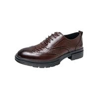 Zapato Brogue Hombre Con Cordones De Cuero Tacones Bajos Tacón Cuadrado Mocasines Hombre Formales Y Casual Para Negocios Varias Ceremonias, Marrón 1, 40 EU