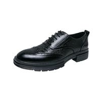 Zapato Brogue Hombre Con Cordones De Cuero Tacones Bajos Tacón Cuadrado Mocasines Hombre Formales Y Casual Para Negocios Varias Ceremonias, Negro 1., 38 EU