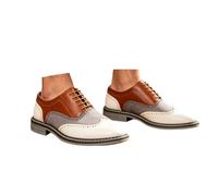 Zapato Brogue Hombre Cuero Vaqueros Colores Contrastes Estilo Casual Suela Suave Mocasines Transpirable Moda para Salidas Exteriores Vacaciones, Marrón 2, 48 EU
