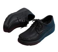 Zapato cómodo de Enfermera para el día de la Madre, Zapatos de Enfermera de Trabajo cómodos de Cuero Transpirable con Cordones para Mujer, Zapatillas Antideslizantes para Caminar,Negro,42 EU