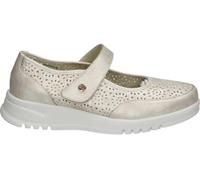 Zapato con Cuña Pitillos para Mujer - Zapato de Piel en Color Dorado con Detalles - Zapato Mercedita con Velcro - Cuña Baja y Cómoda - Modelo 20300 - 41 EU