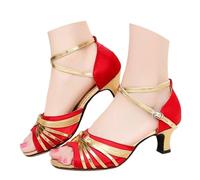 Zapato con Tacón De Danza Baile Mujer Salsa Y Bachata Zapatos De Baile De Salon Cerrados Profesional De Salon Tango Tacón Bajo Suela De Ante Práctica Y Rendimiento Calzado para Bailar
