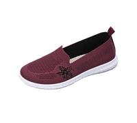 Zapato de mujer bordado de flores sin cordones Pies anchos Confort Chic Sneakers Zapatos de caminar con plataforma Ligeras y Cómodas Amortiguación para Running Tenis Fitness Zapatillas, 06 Hot Pink