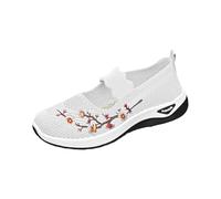 Zapato de mujer de baloncesto ortopédico zapatos sin cordones antideslizantes con malla para caminar con plataforma ortopédica ligera y cómoda, calzado de caminar para mujer, blanco, 38 EU
