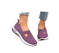 Zapato de mujer de verano cómodo deporte calzado ortopédico femenino chic transpirable zapatos de senderismo sin cordones, ligero a la moda para caminar y playa, A violeta., 38 EU