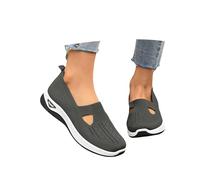 Zapato de mujer de verano cómodo deporte calzado ortopédico femenino chic transpirable zapatos de senderismo sin cordones, ligero a la moda para caminar y playa, gris oscuro, 36 EU